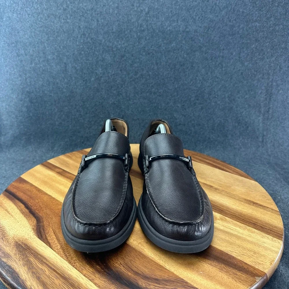 Hugo Boss Brown Leather Sienne Bit Dress Mens Loafers Buckle Formal Casual Sz 13
